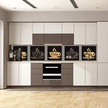 Konyhapanel arany kávéscsészék Konyhapanel arany kávéscsészék